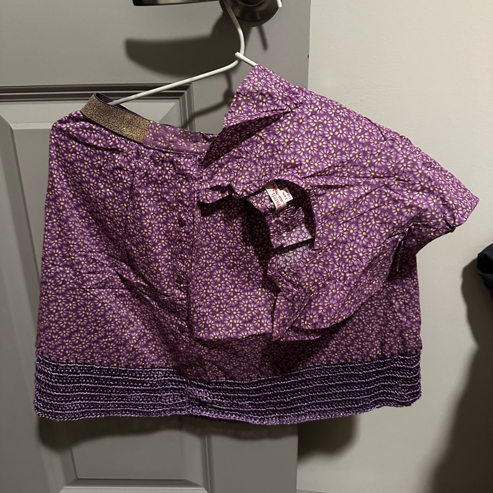 Du Pareil au Même Purple Floral Set (Top + Skirt) for Girls - Size: 5 years